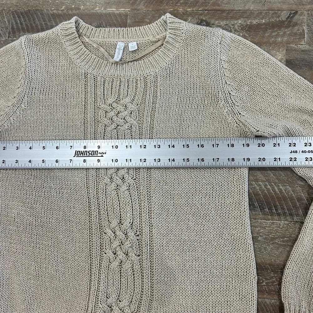 Relativity Cable Knit Tan Shimmer Sweater - Picture 6 of 7
